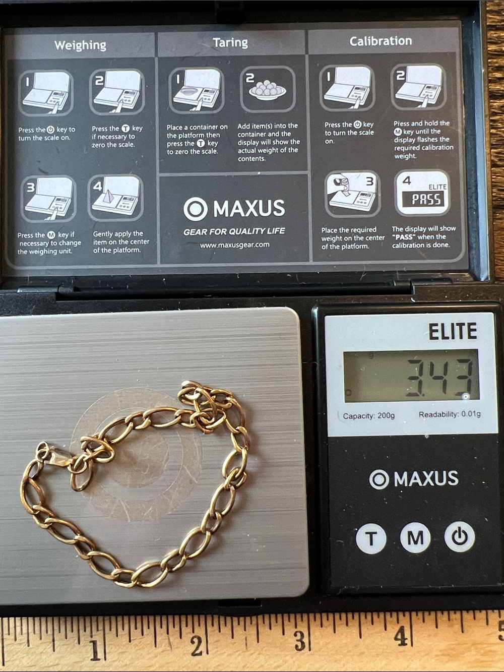 14k 585 gold Estate curb link chain bracelet 7”